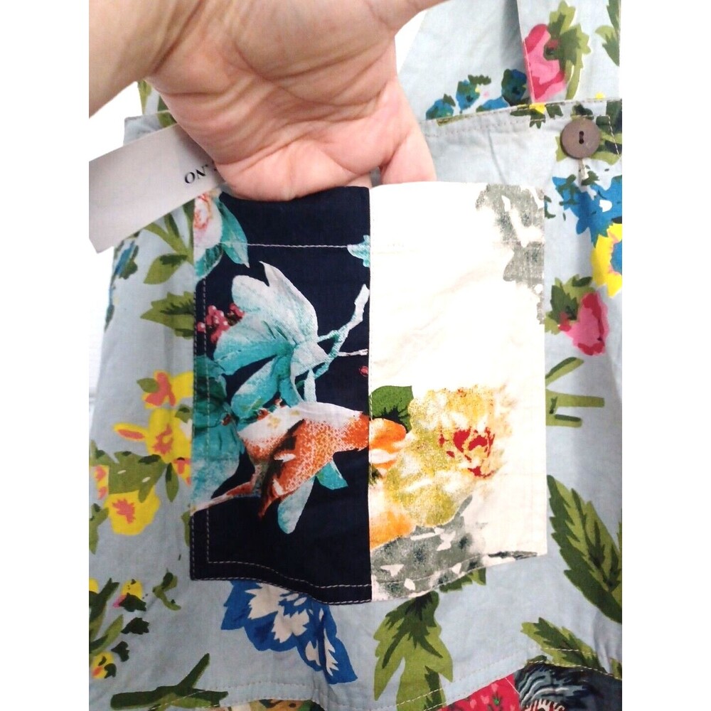 NWT Rahab's Rope Kantha Wide Leg Pants Botanical Motif Patchwork Printed Overall - Picture 12 of 15